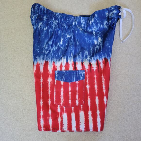 NWT Budweiser Size 36 Tie Dye Drawstring Board Shorts Swim Trunks Pocket - Picture 3 of 14